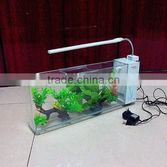 Fashion new arrive crystal aquarium tank fish with LED light of mini size