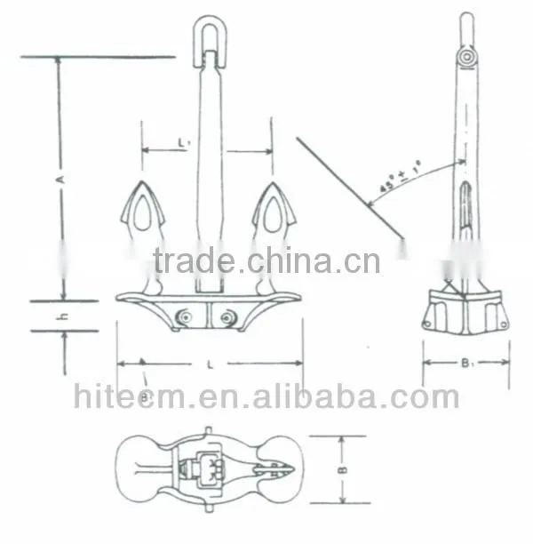 High Quality steel casting ZG200-400C Material Hall ship anchor design Ship anchor