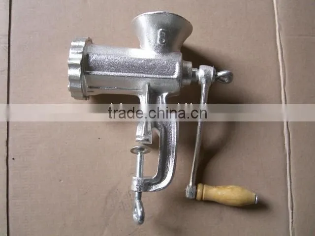 manual cast iron electro-plated tin meat mincer No.8 plastic funnels