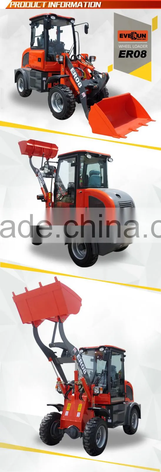 Everun Brand New ER08 Small Front End Loader with Rops & Fops Cabin