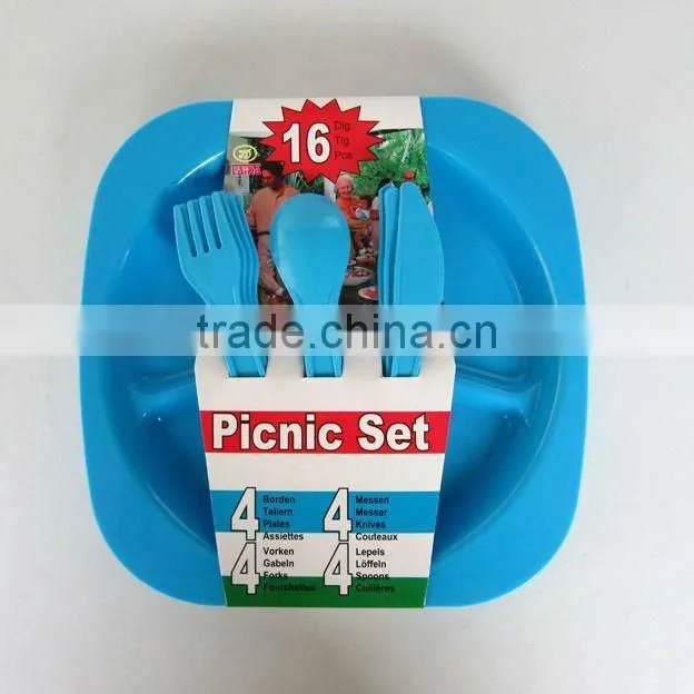 Plastic oval plate tableware picnic set 16 pcs