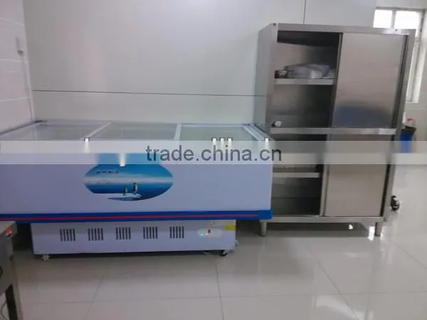 Supermarket display hot sale glass chest freezer