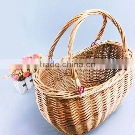 handamde wicker shopping basket wicker fruit vegetable storage basket with handles
