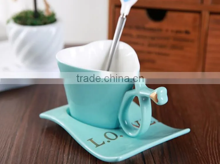 250ml Ceramic mug with special handle Heart shaped coffee mug