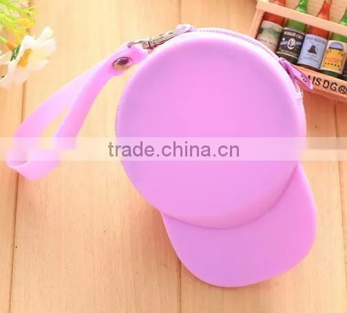 cy277 Women Coin Purse Silicone Bag Cap Hat Candy Color Zipper Bag Cute Girls Coin Purse Key Holder Case Bags