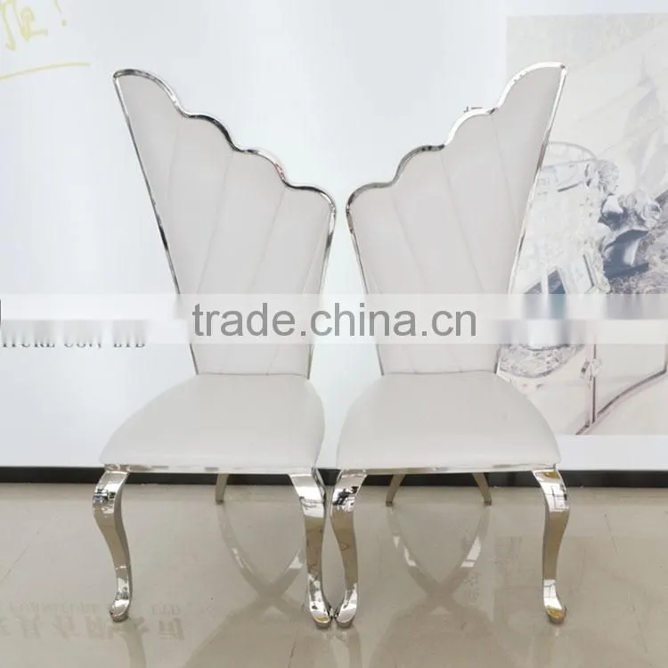 B8069 angel wing white leather recliner dining chair