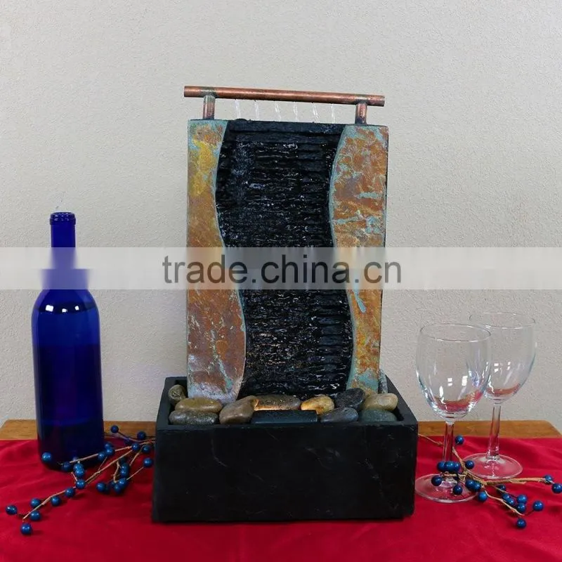 Bending Slate Tabletop Water Fountain with LED Light
