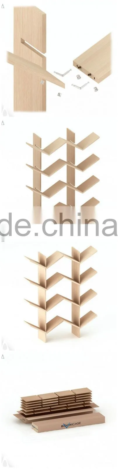 Modern design wooden tree shaped bookshelf