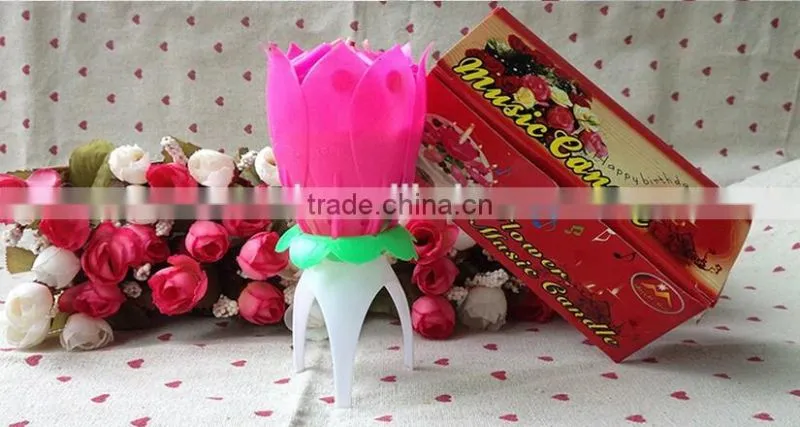Hot Sale Popular Fireworks Lotus Flower Music Birthday Candle