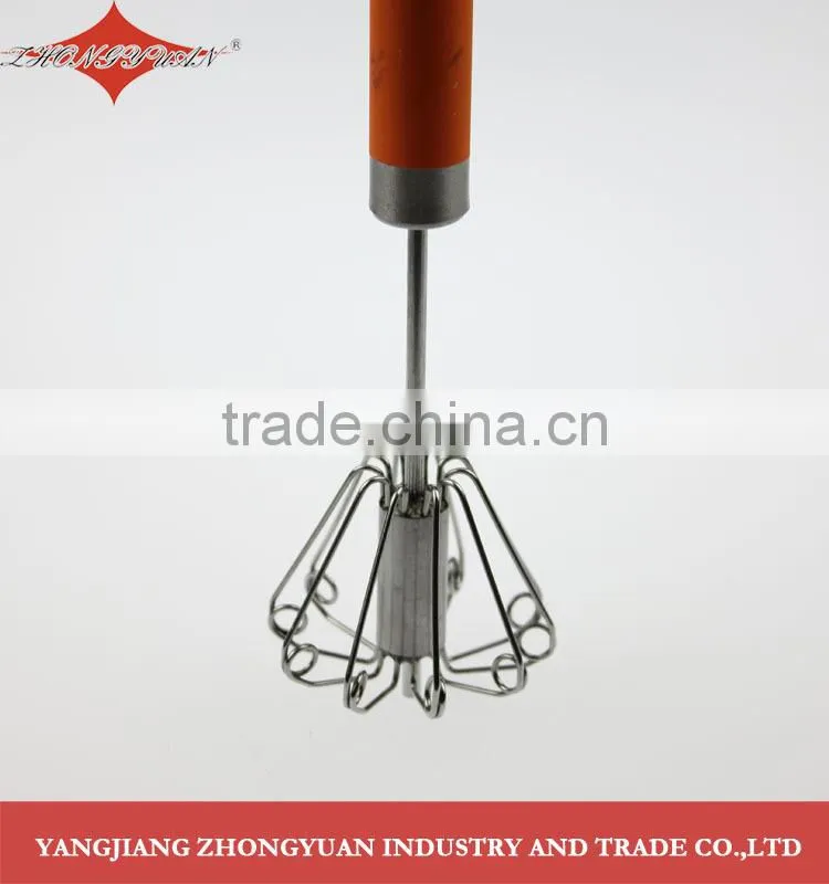 Stainless steel rotary self-mixer miracle whisk 10-inch hand push