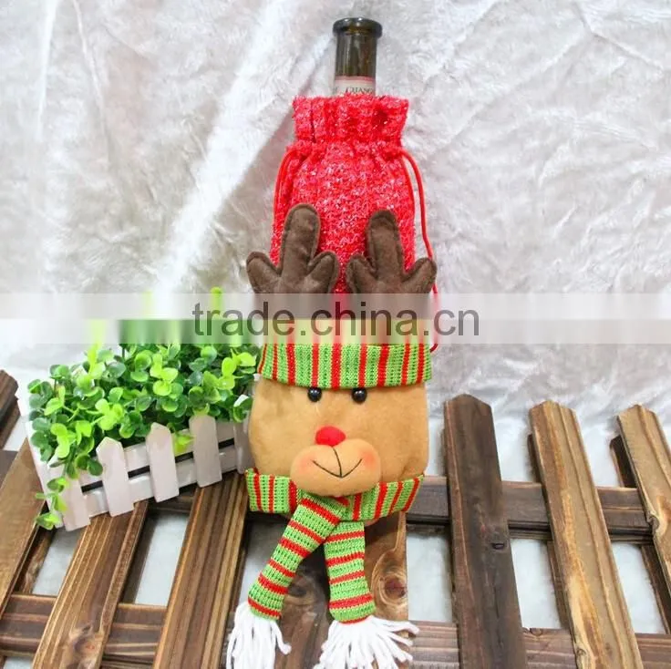 wholesale santa wine bottle bag gifts wine bag for christmas