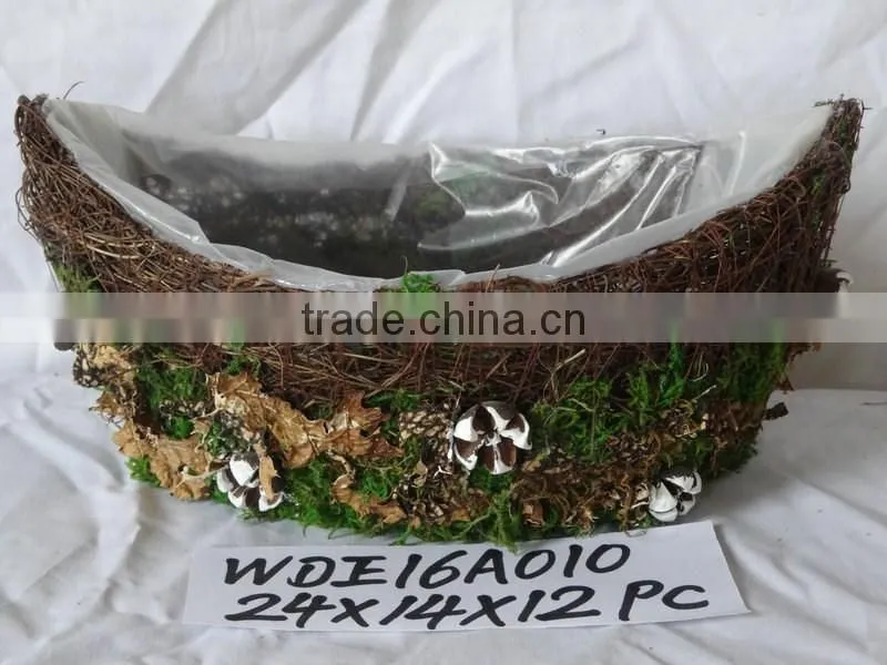 Decorative Moss and Sisal flower pot for home and garden