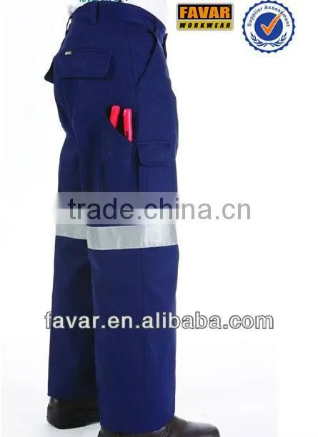 310 gsm cotton drill hi vis reflective tape fire resistant work pants