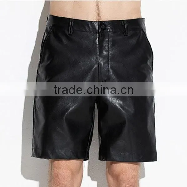 New design UK style metro sexual fashion straight mens leather shorts