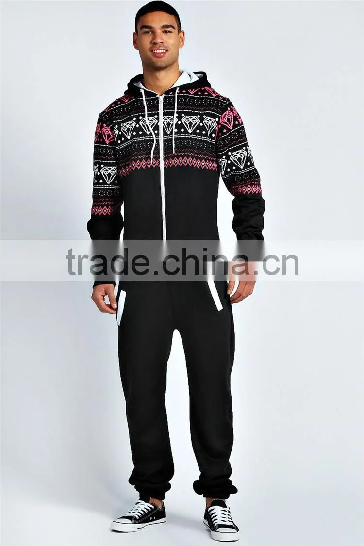 PA0027A diamond printed onesie jumpsuit for men