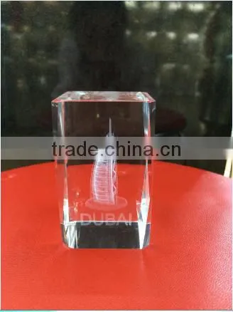 Crystal Laser Engraving BURJ DUBAI,Famous Crystal Building Images Engraving,