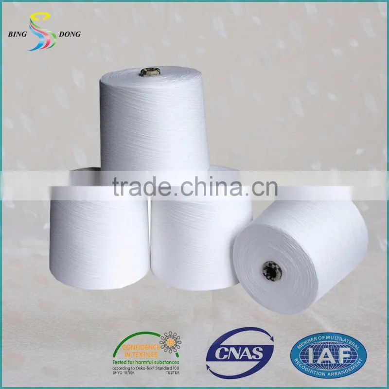 heat setting Ne 42s/2 optical white spun polyester yarn
