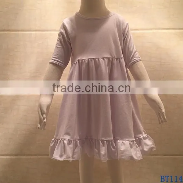 Boutique Preorder Girls Frocks Wholesale Summer White Cotton Shorts Sleeves Lap Dresses for Kids