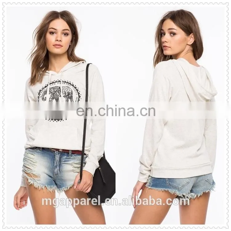 china supplier fashion white one elephant casual and cozy pullover hooded sweatshirt