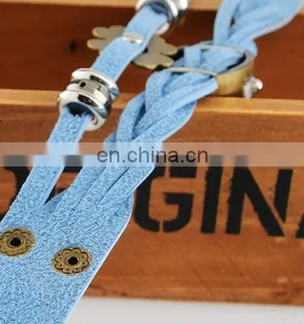 Colorful Retro Vintage Multilayer Faux Leather Strap Women Bracelet Quartz Wrist Watch Ladies relogio feminino clock