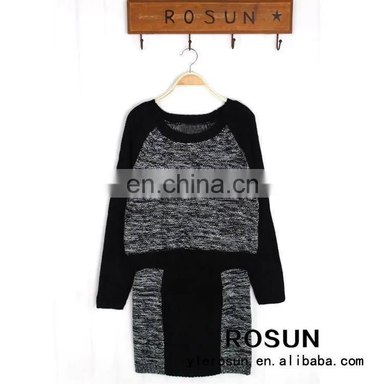 2015 newest elegant stylish dolman sleeve o-neck women's fashion twinset sweater