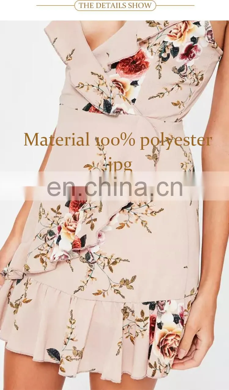 Wholesale sexy ladies one piece backless summer floral print wrap mini dress