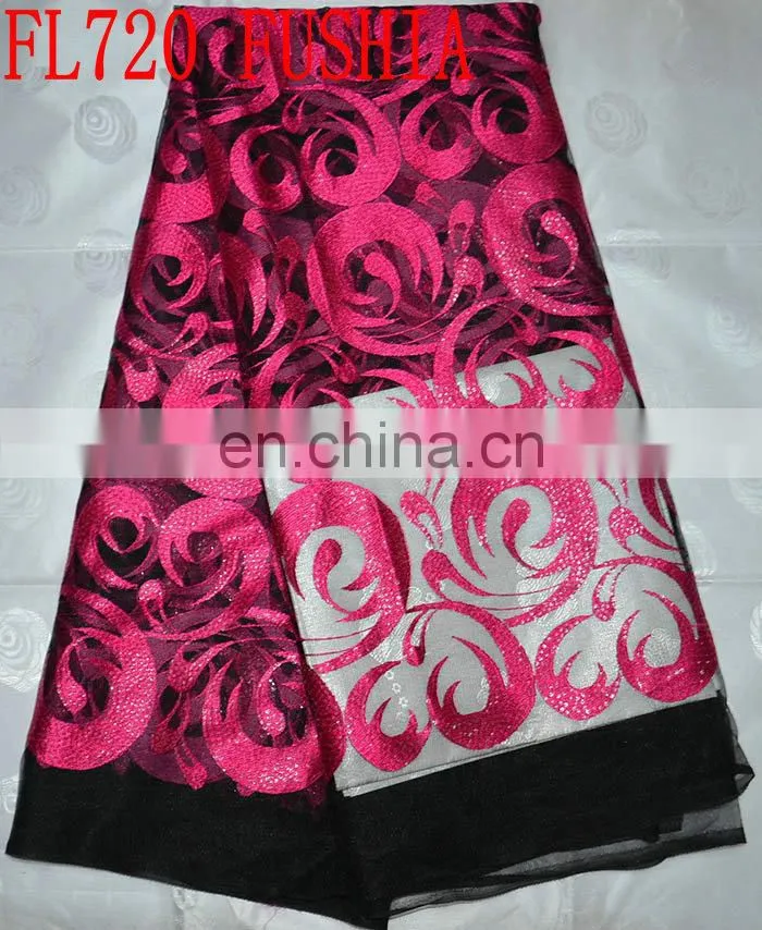 latest fashion embroidery organza lace with sequins(FL720)