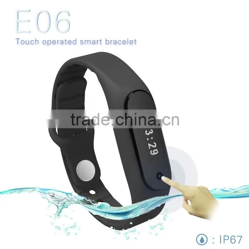 text message/Tracking motion/music play/Fine phon/sleeping monitor/Touch screen E06 Smart Bracelet