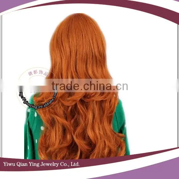 beauty long curly brown anime cosplay wig for wholesale