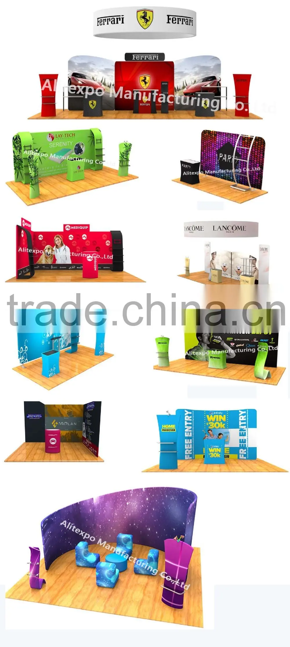 Custom company logo printed fitted stretch stand display kiosk, display equipment