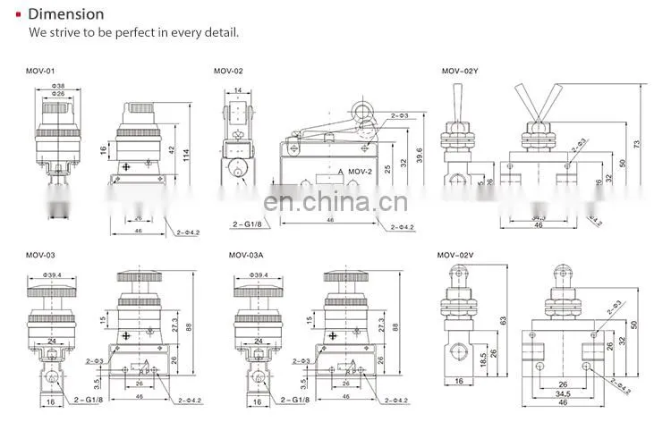SNS MOV Series aluminum alloy pneumatic hand control air mechanical valve with push button