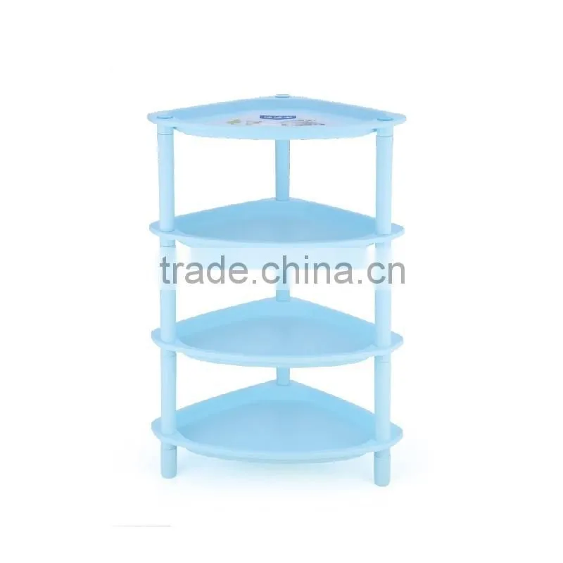 high quality 4 layer triangle bathroom shelf plastic storage rack
