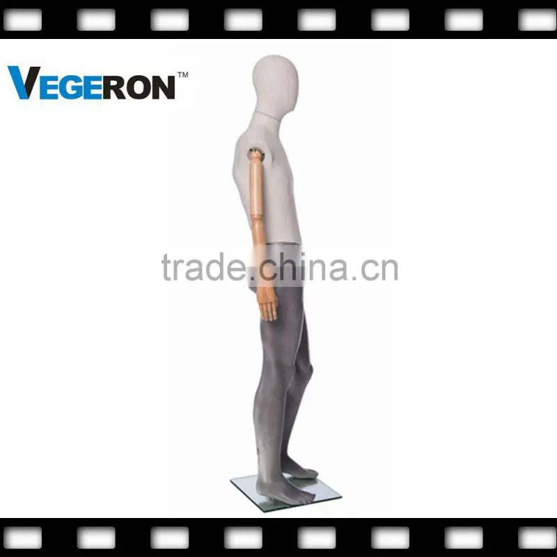 window display full body fiberglass abstract mannequin with wooden flexible arms