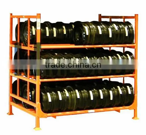 Adjustable foldable metal tire storage rack