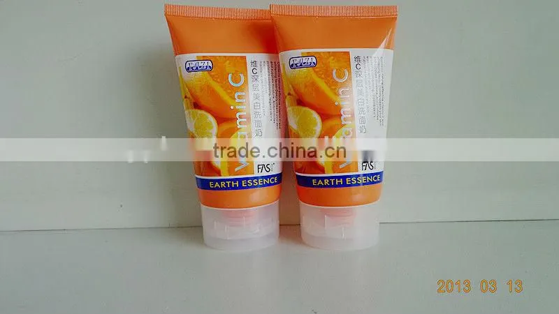 plastic tube for cosmetic with orange color,flexible labeling PE tube,empty tube ,soft tube