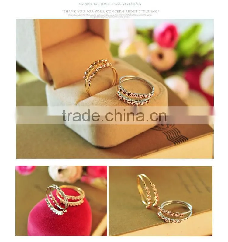 Top Selling Rhinestone Double Band Wedding finger Ring