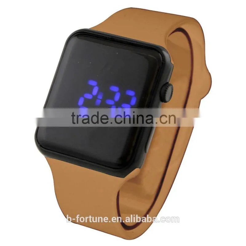 LP1427 Brown smart silicone strap digital movement LED watch