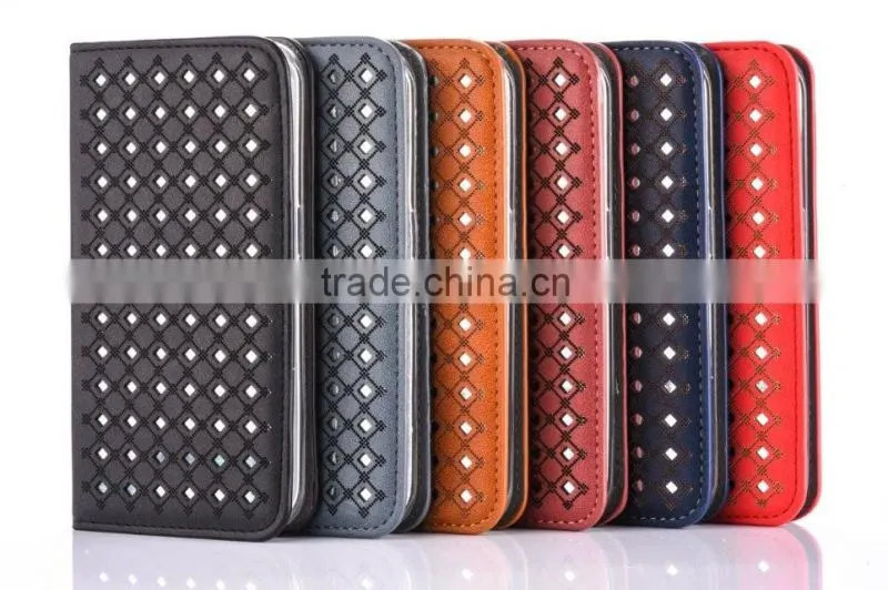 colorful laser carving case hollow out leather case for Samsung S7