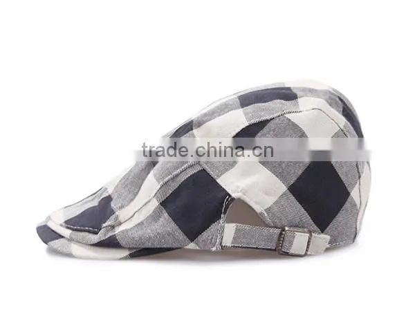Customized cotton plaid casquette men's hat short visor hat