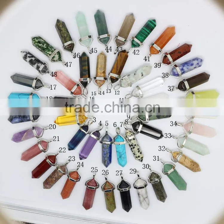 JF6913 Cheap chakra healing crystal pendants,hexagonal pendants