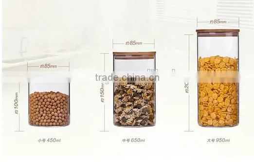 High-quality Bamboo Lid Borosilicate Glass Jar Clear Airtight Canister