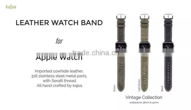 Original kajsa Vintage Collection Genuine Leather Watch Band Wrist Strap For 42MM Apple Watch MT-3968