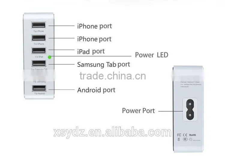 Bank Transfer Available 6.5A 6 Port Cheap Wall USB Charger for iPhone 5/6