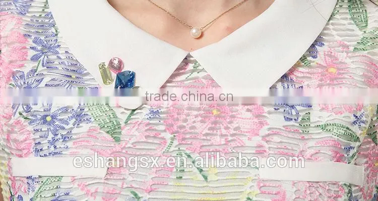 Ladies chiffon printed fashion model dresses