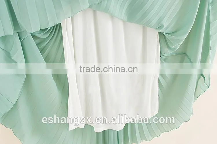 Ladies chiffon flowing soft green ruffle skirt