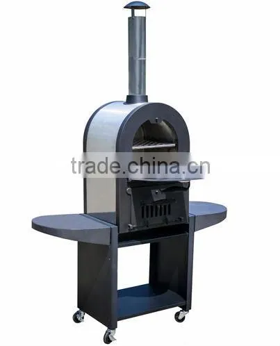Wood fired stainless steel outdoor BBQ pizza oven and smoker
