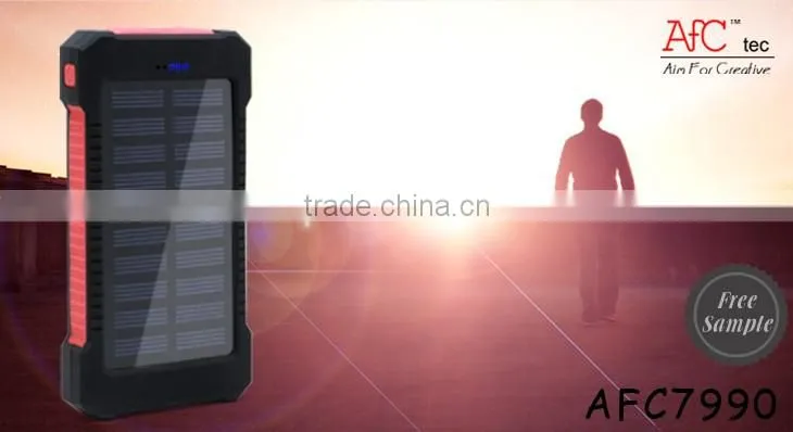 Outdoor waterproof Emergency Logo Customized 8000mAh usb portable solar powerbank charger