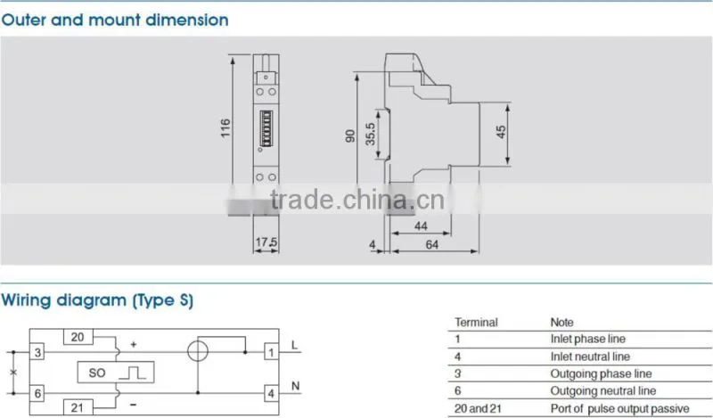 Pulset Single Phase Din-Rail Active Energy Meter for Hot Sale