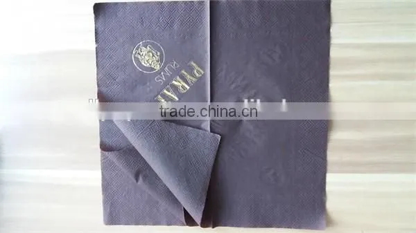100% virgin wood pulp Dyeing paper napkins printed gold foil logo