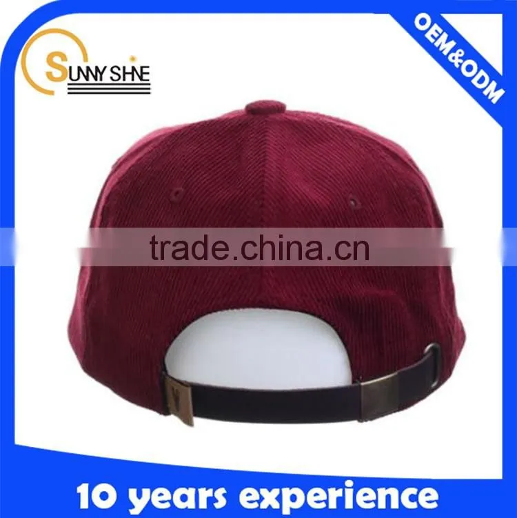 6 panel leather strap hat flat brim unstructured 6 panel hat